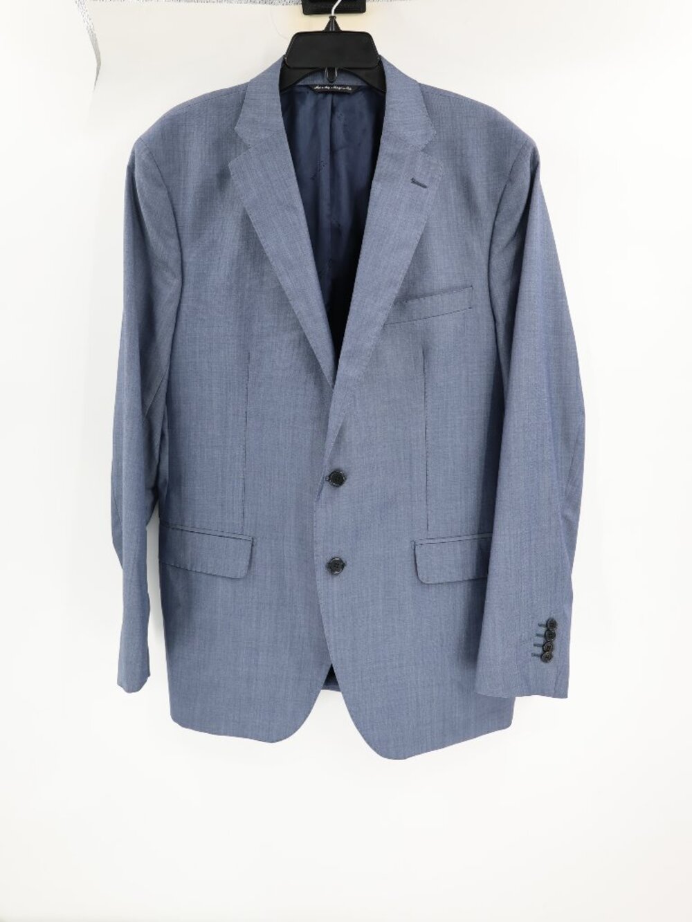 Saks Fifth Avenue Sport Coat Mens 44R Ermenegildo Zegna Wool Silk sharkskin blue